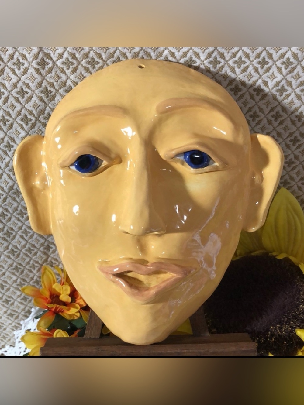 MANGO TREE STUDIOS Ceramic Mask Wall Art 7.5” New
